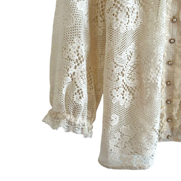 Johnny Was Cream Lace Blouse - Picture 9 of 11